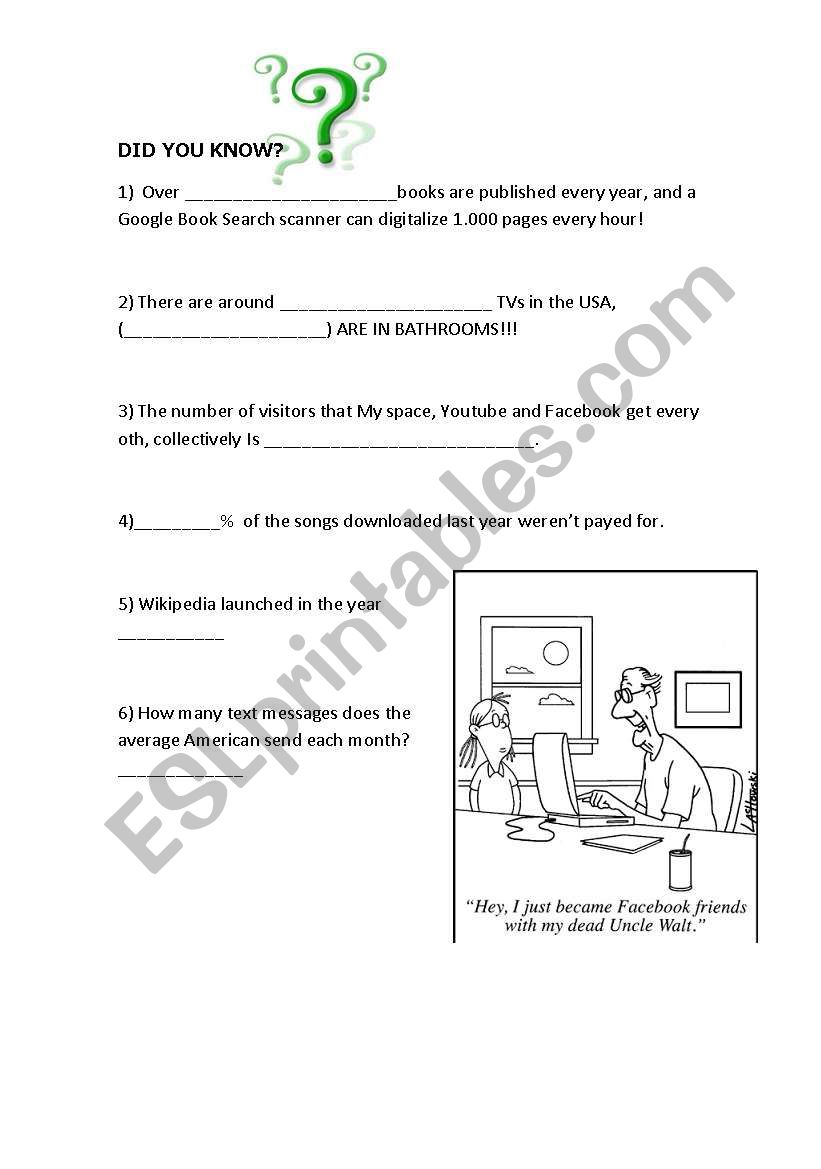 did you know? worksheet