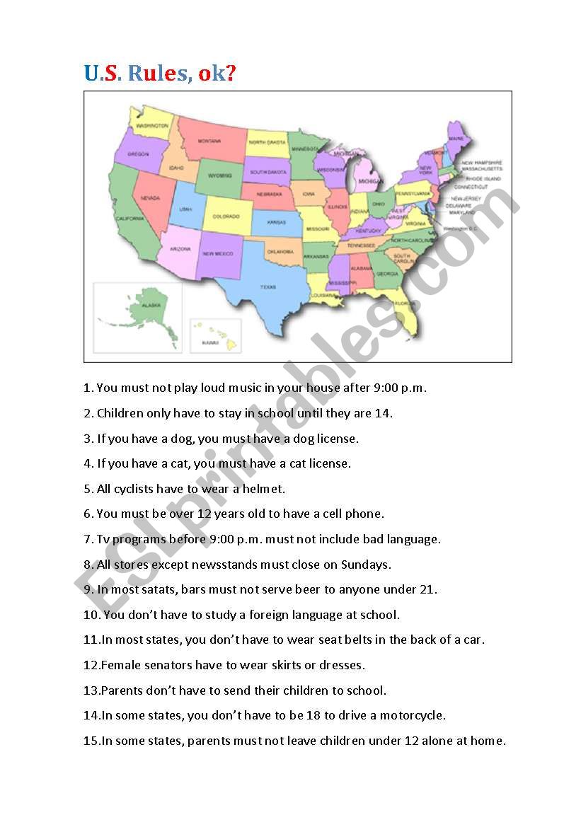 USA RULES worksheet