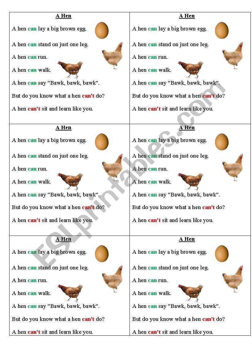 Can CanÂ´t poem worksheet