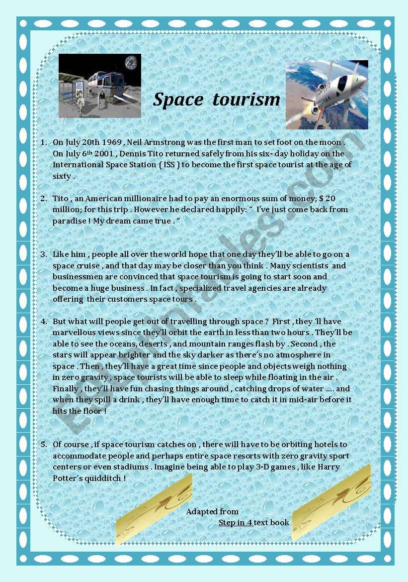 Space Tourism:9th form mid-termtest