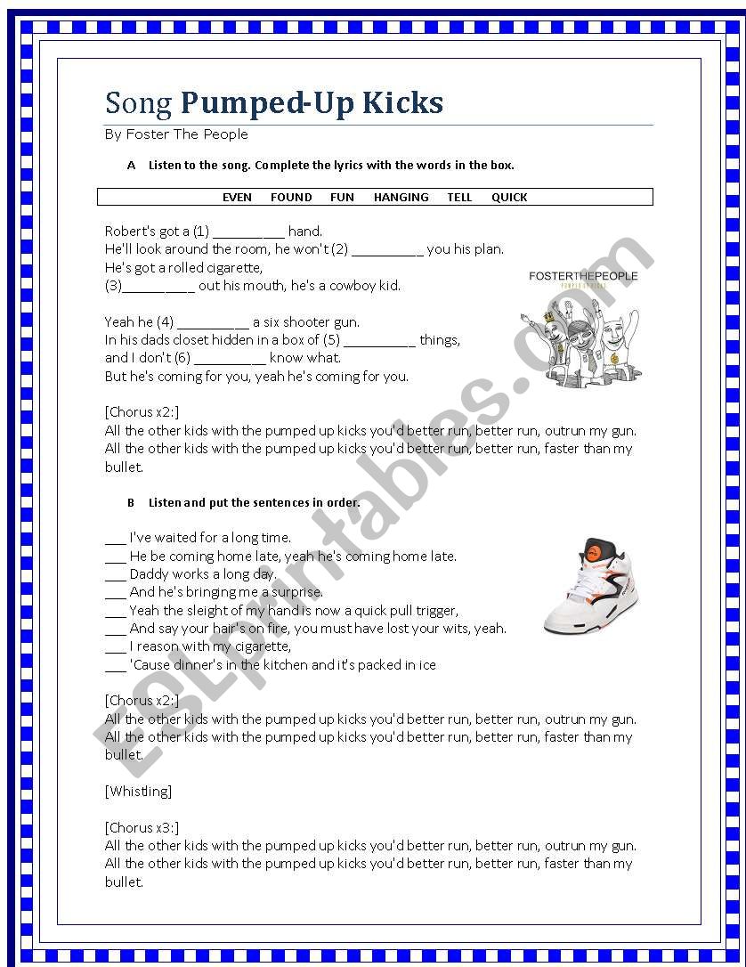 Song Pumped-Up Kicks - Foster The People with Reading Text