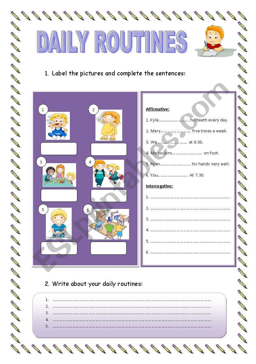 Daily routines worksheet