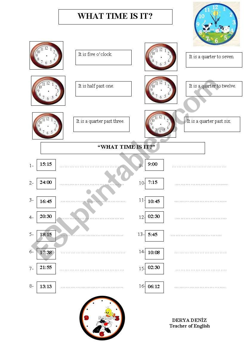 What time is it? worksheet