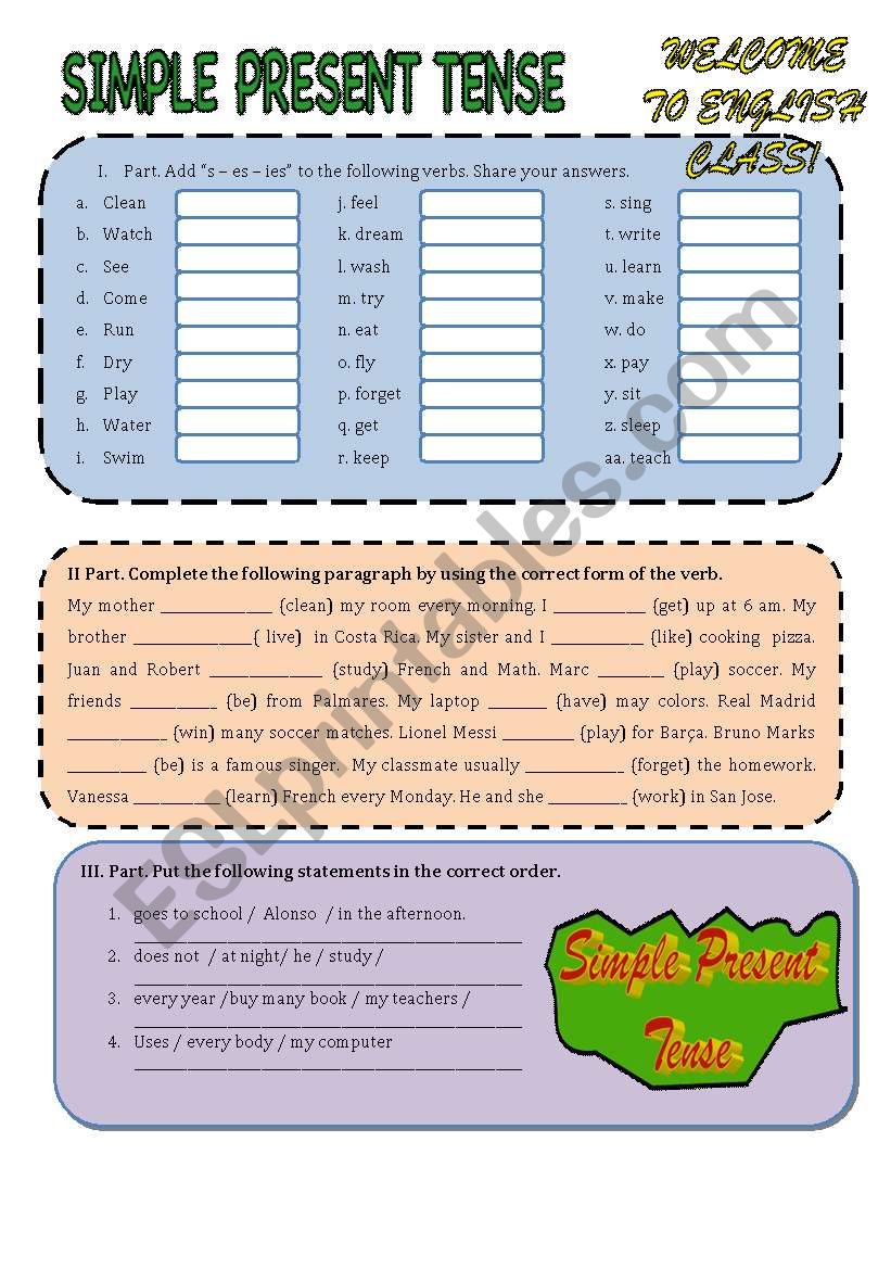 SIMPLE PRESENT TENSE  worksheet