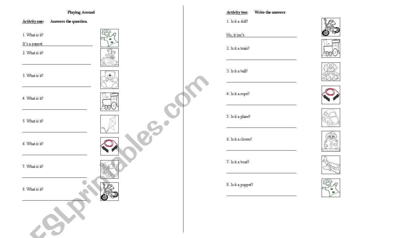 TOYS worksheet