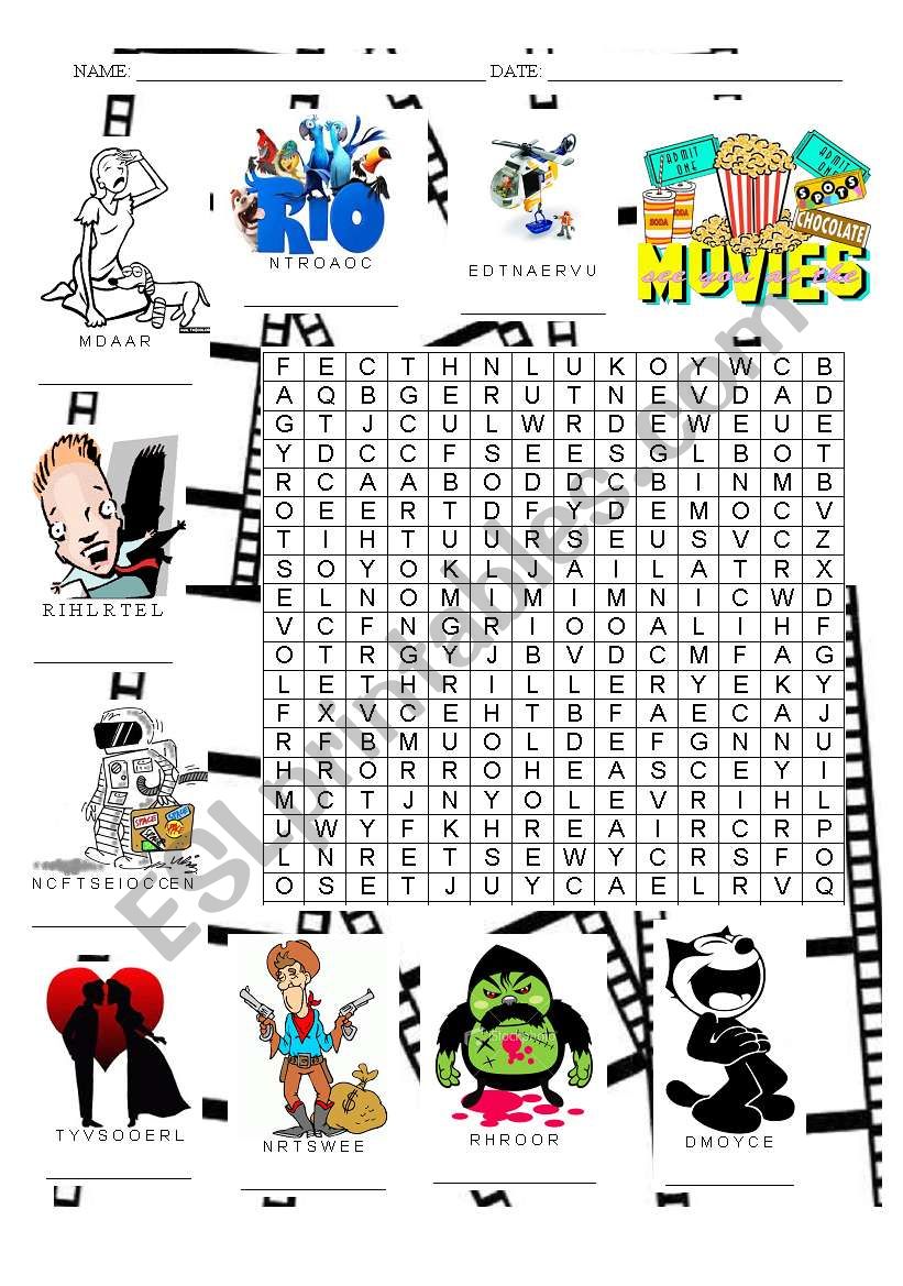 Kinds of Movies worksheet