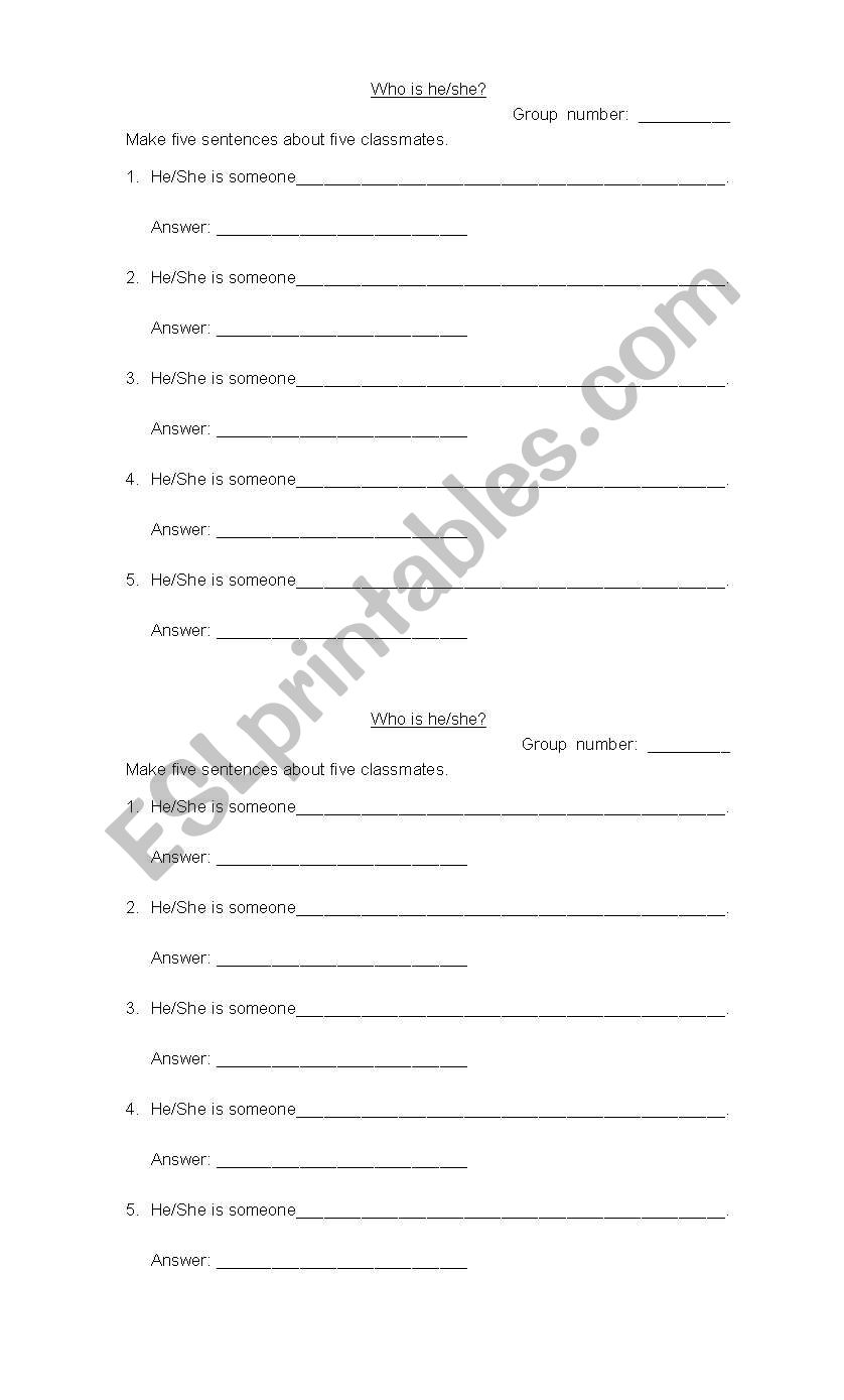Grammar game: Who is he/she? Defining Relative Clause