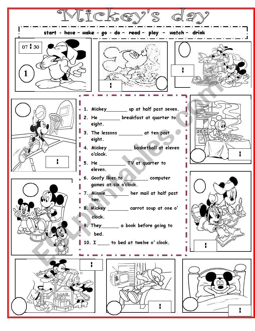 Mickeys day worksheet
