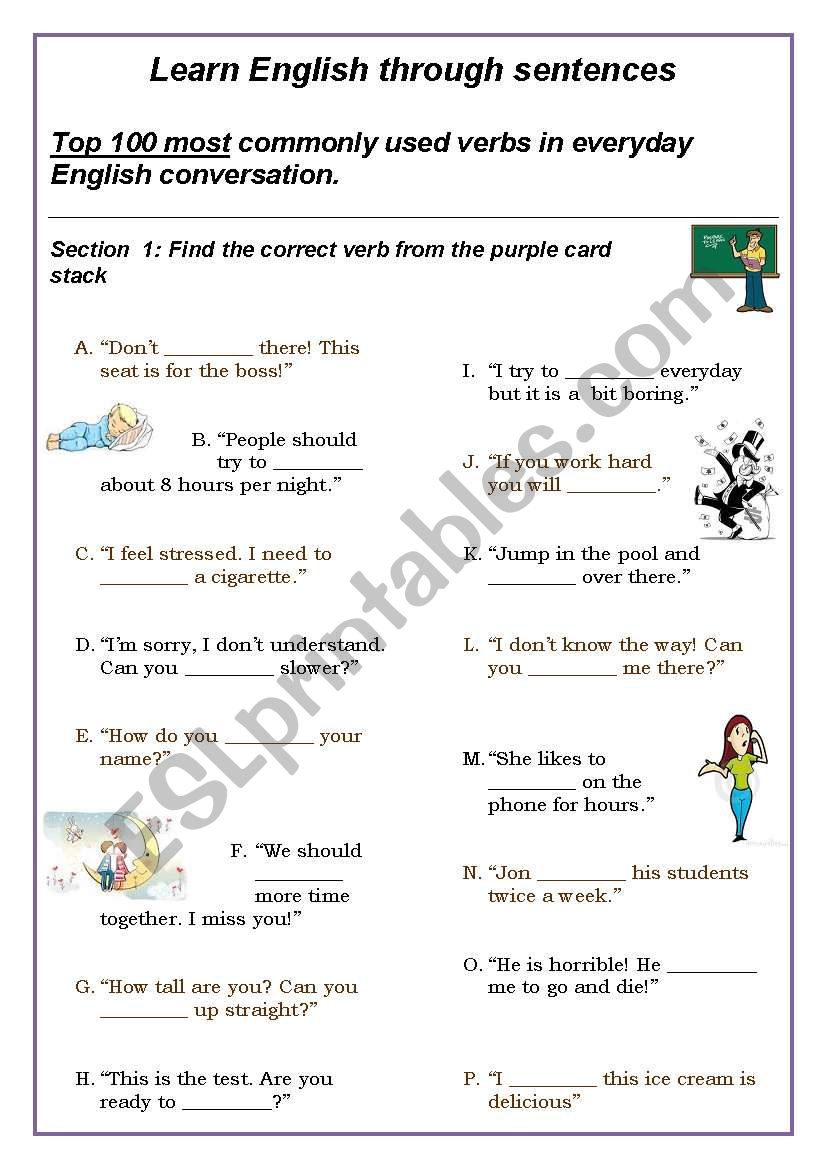 TOP 100 MOST USED VERBS IN ENGLISH CONVERSATION: How and when to use.