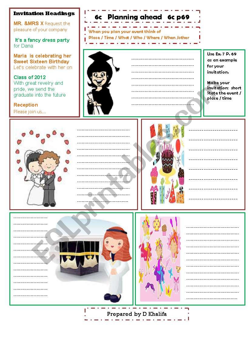 invitation cards worksheet