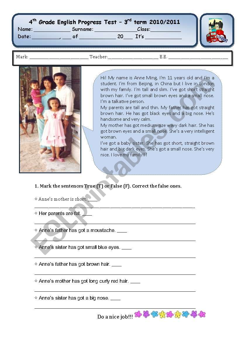 Describing people worksheet