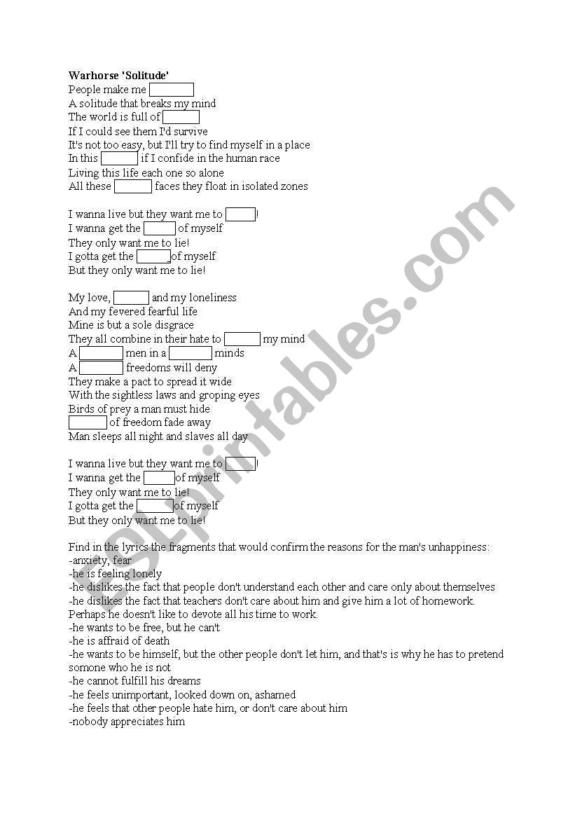 Depression, anxiety, unhappiness - role-play speaking task and listening tak