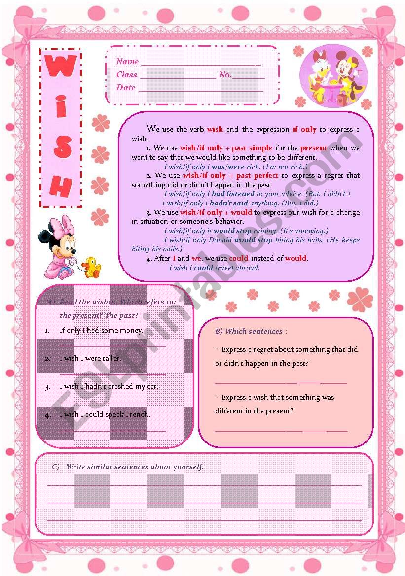 wish-esl-worksheet-by-namfon