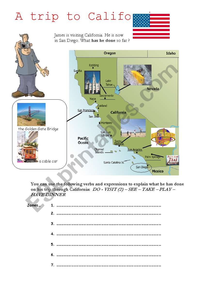 A trip to California worksheet