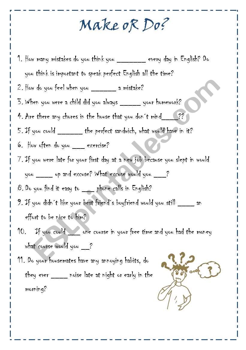 make or do? worksheet