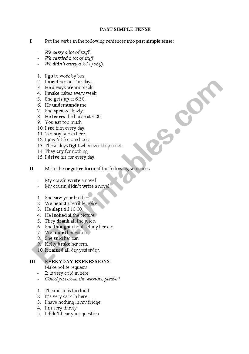 Past Simple - practice worksheet