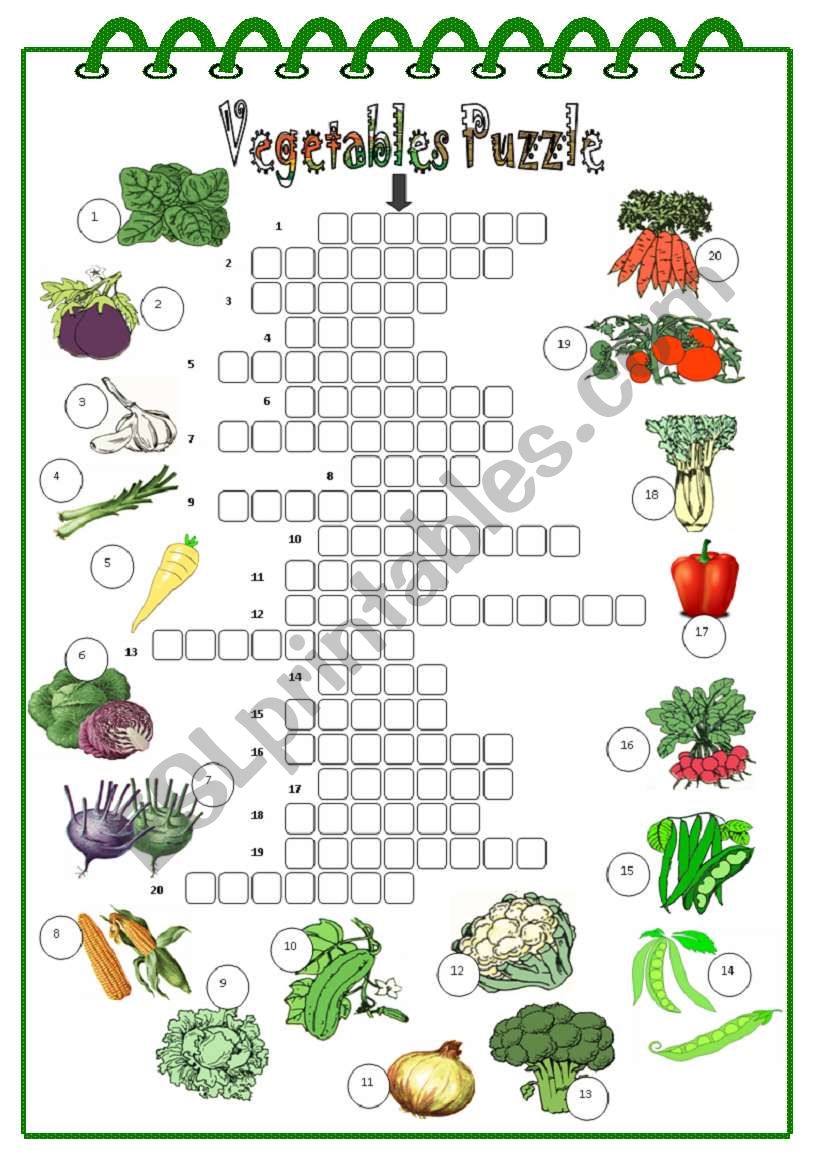 Vegetables Crossword worksheet