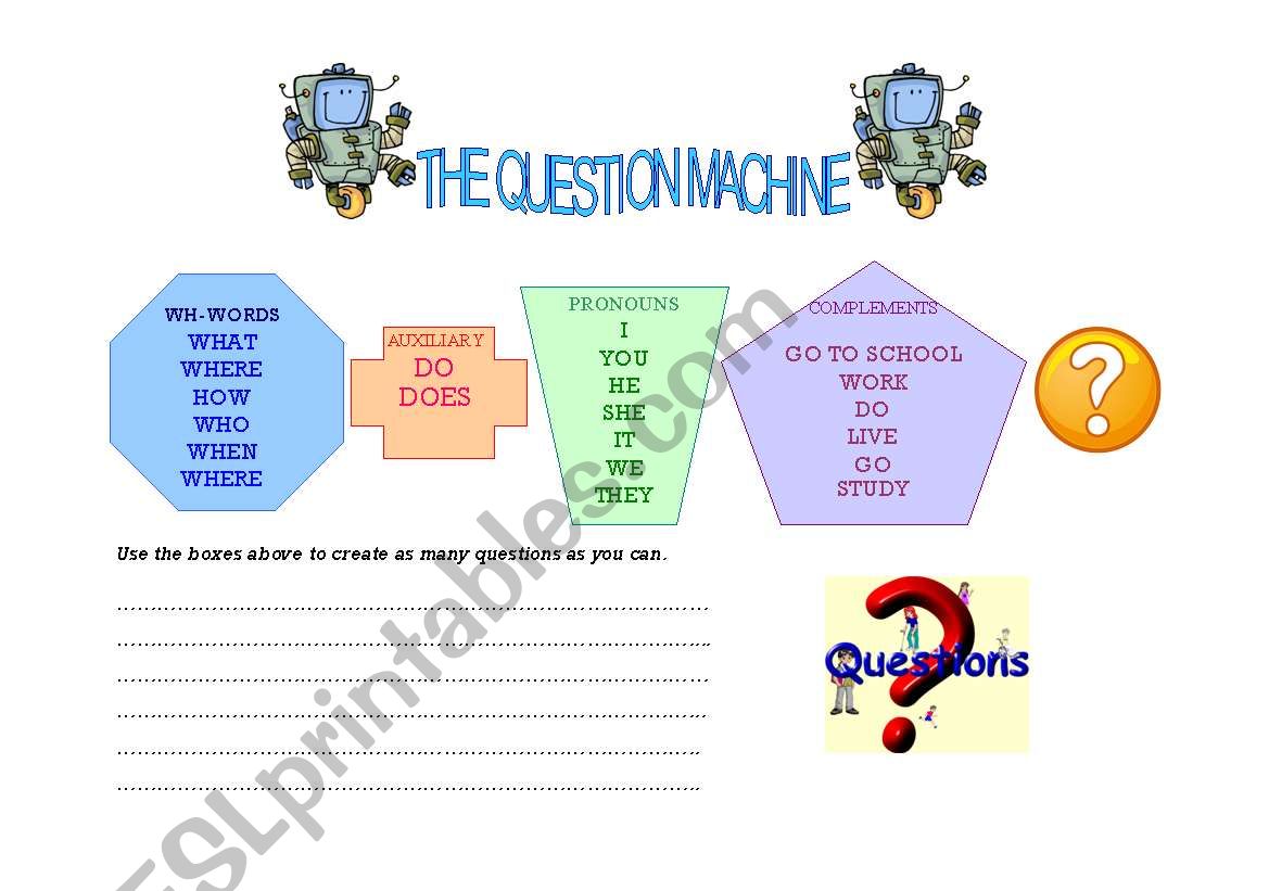 The Question Machine worksheet