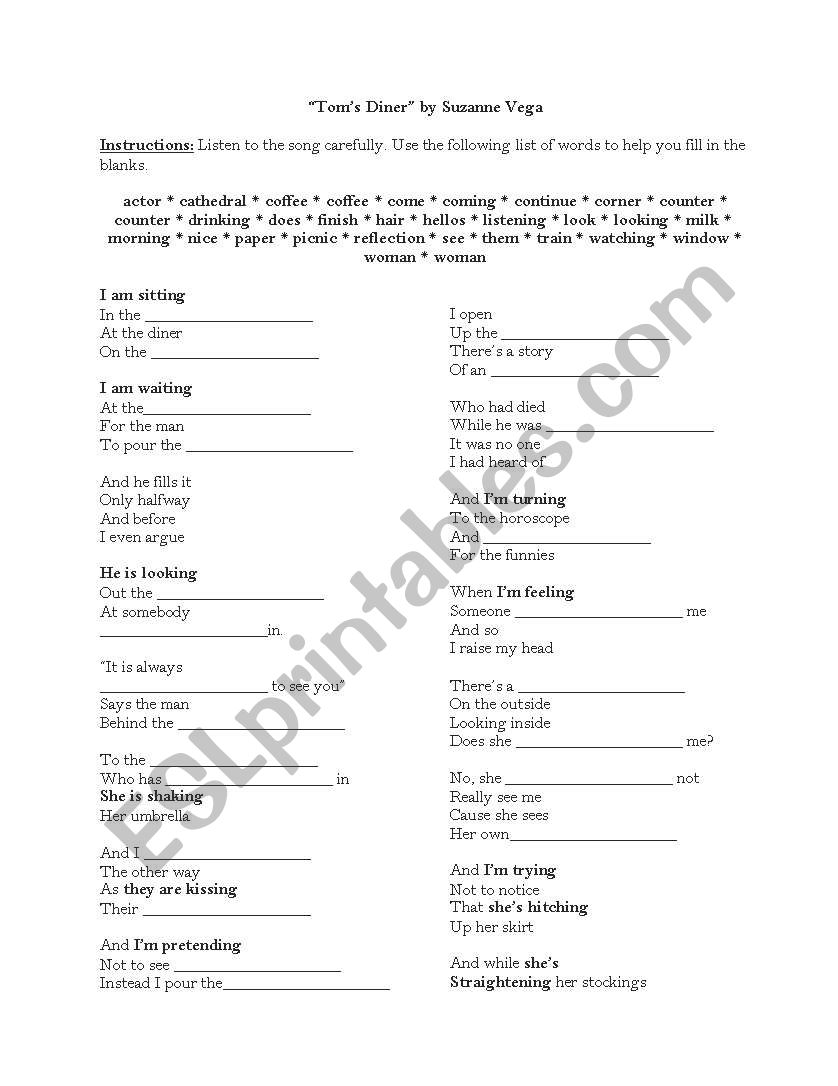Cloze Reading Activity for 