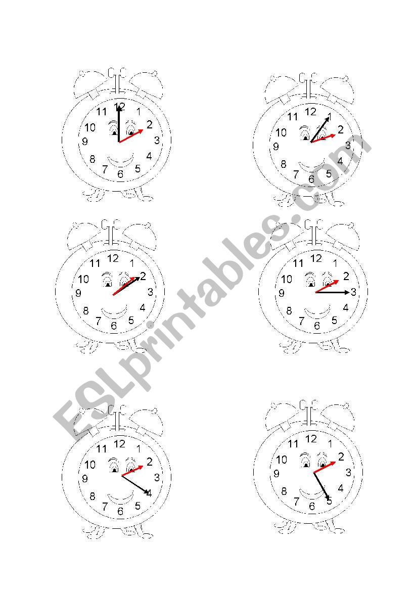 What time is it ? Matching worksheet