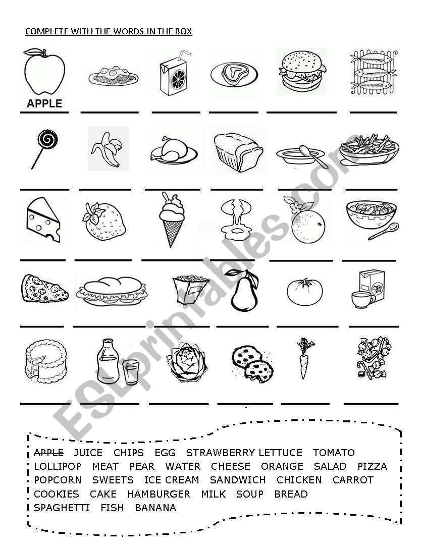 Food worksheet