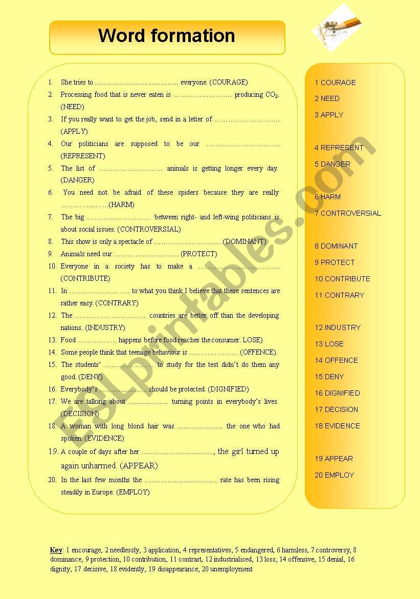 Word formation - miscellaneous