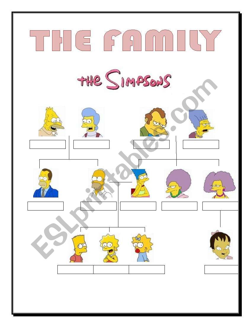 Family tree  (The Simpsons) worksheet