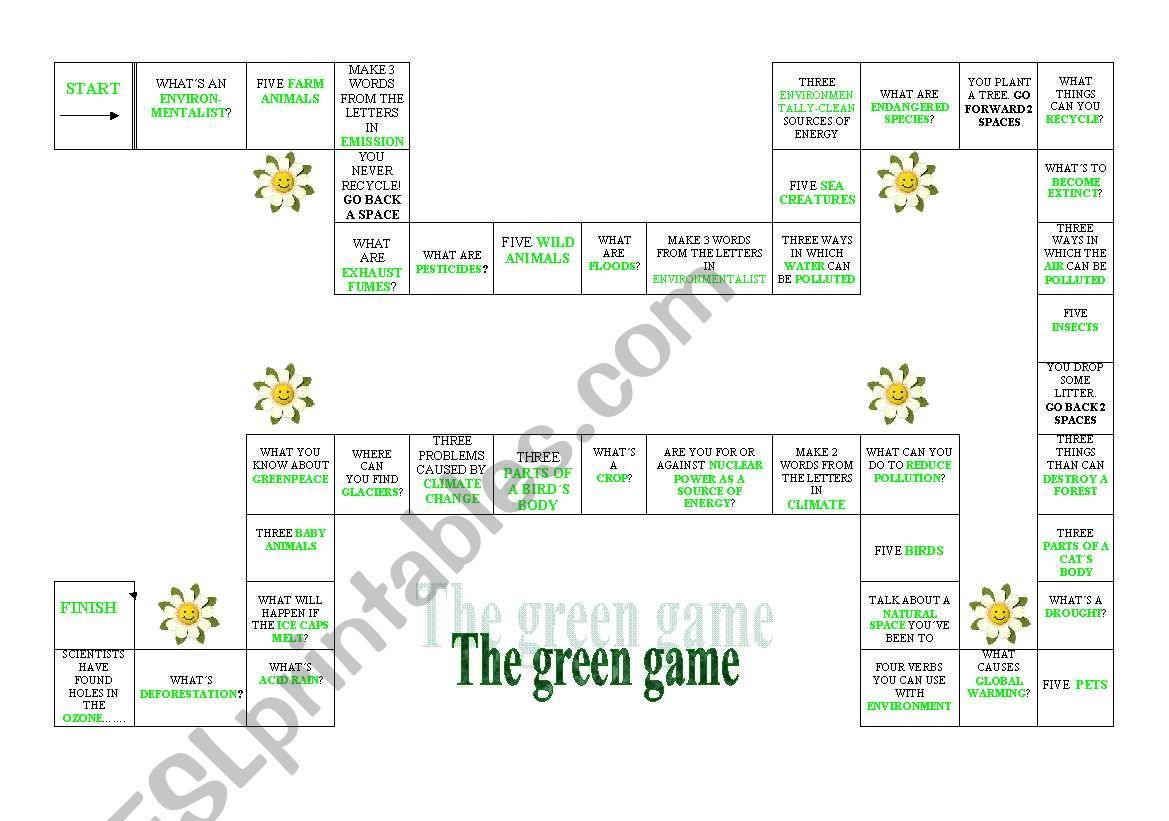 THE GREEN GAME worksheet