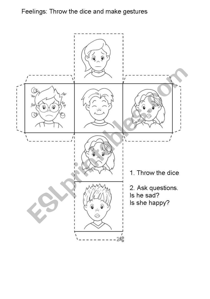 Feelings Dice worksheet