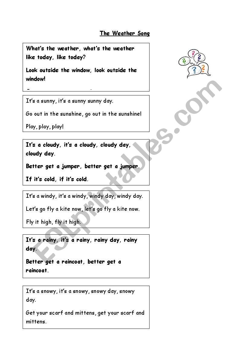 The Weather Song worksheet