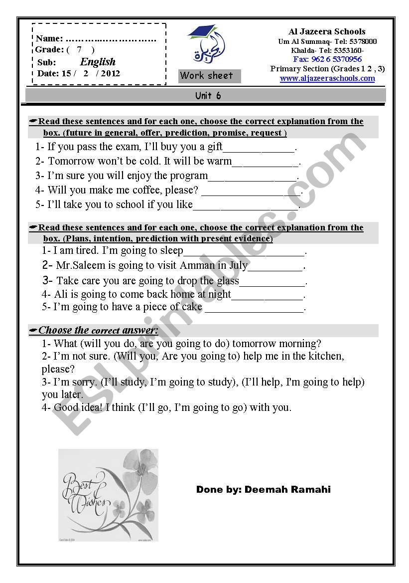 Future tense worksheet