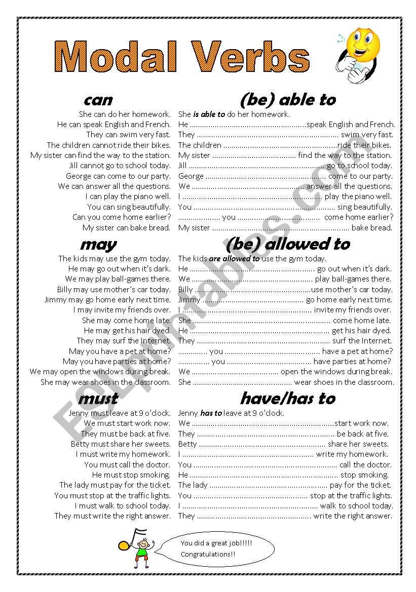 Modal Verbs worksheet