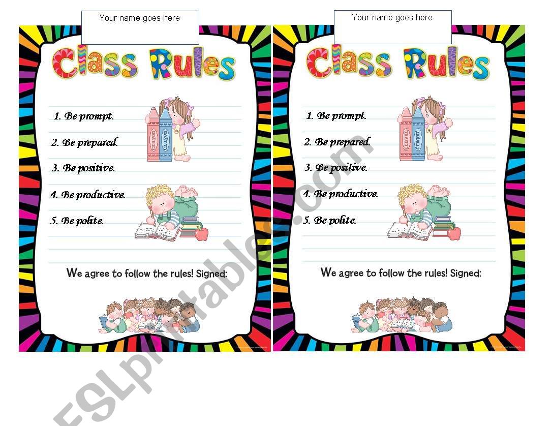 Class Rules worksheet