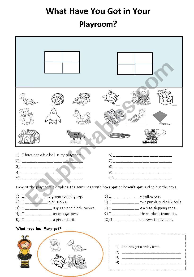 toys, have got/ has got worksheet