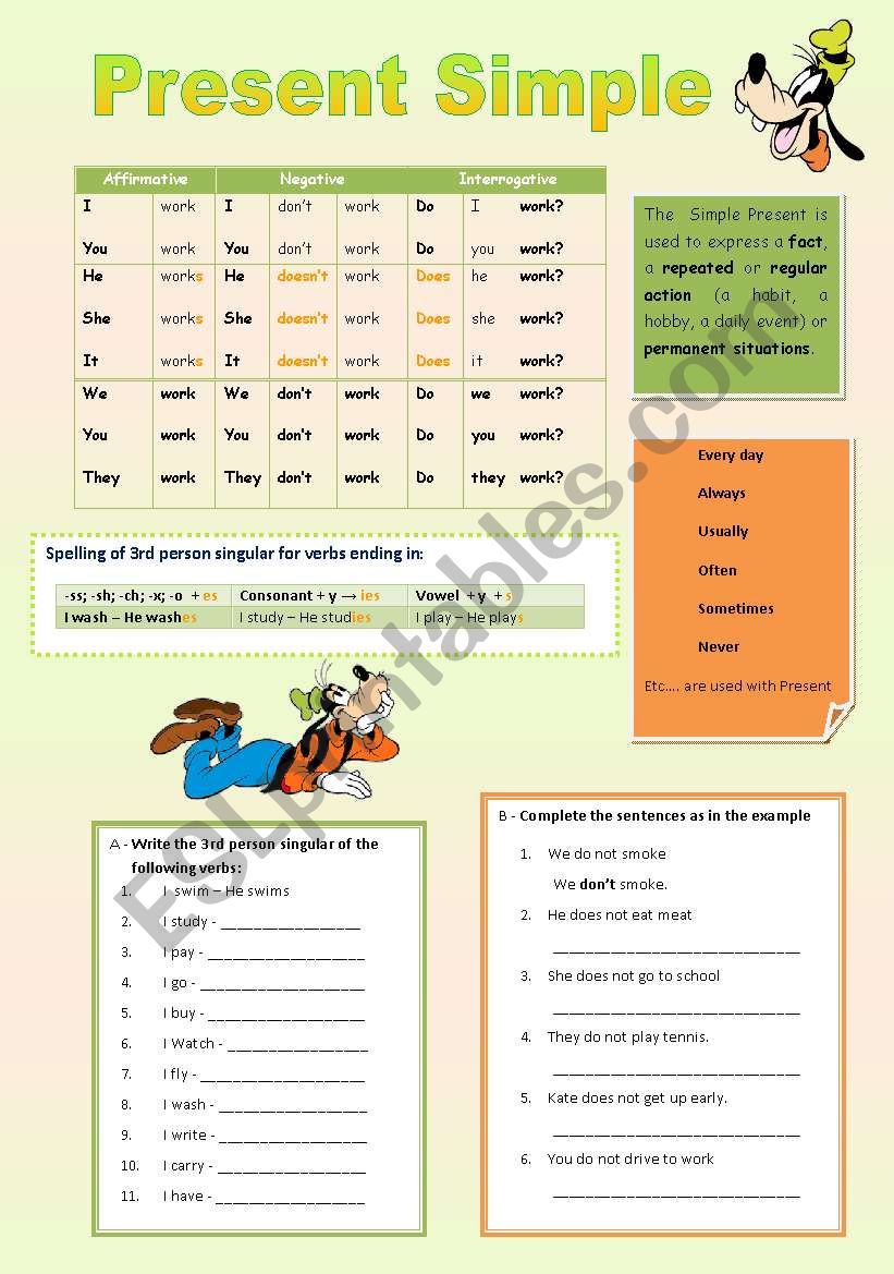 Present simple worksheet