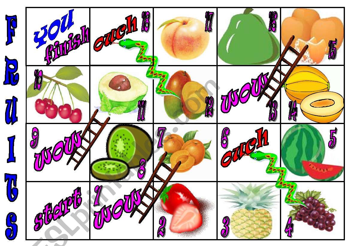 fruit-snakes and ladders worksheet