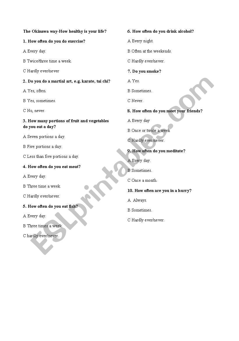 Quiz Freq Adv worksheet