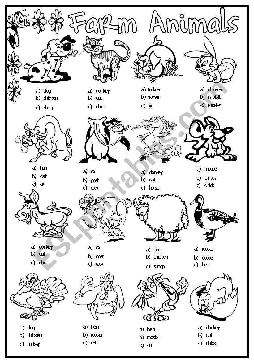 Farm animals worksheet