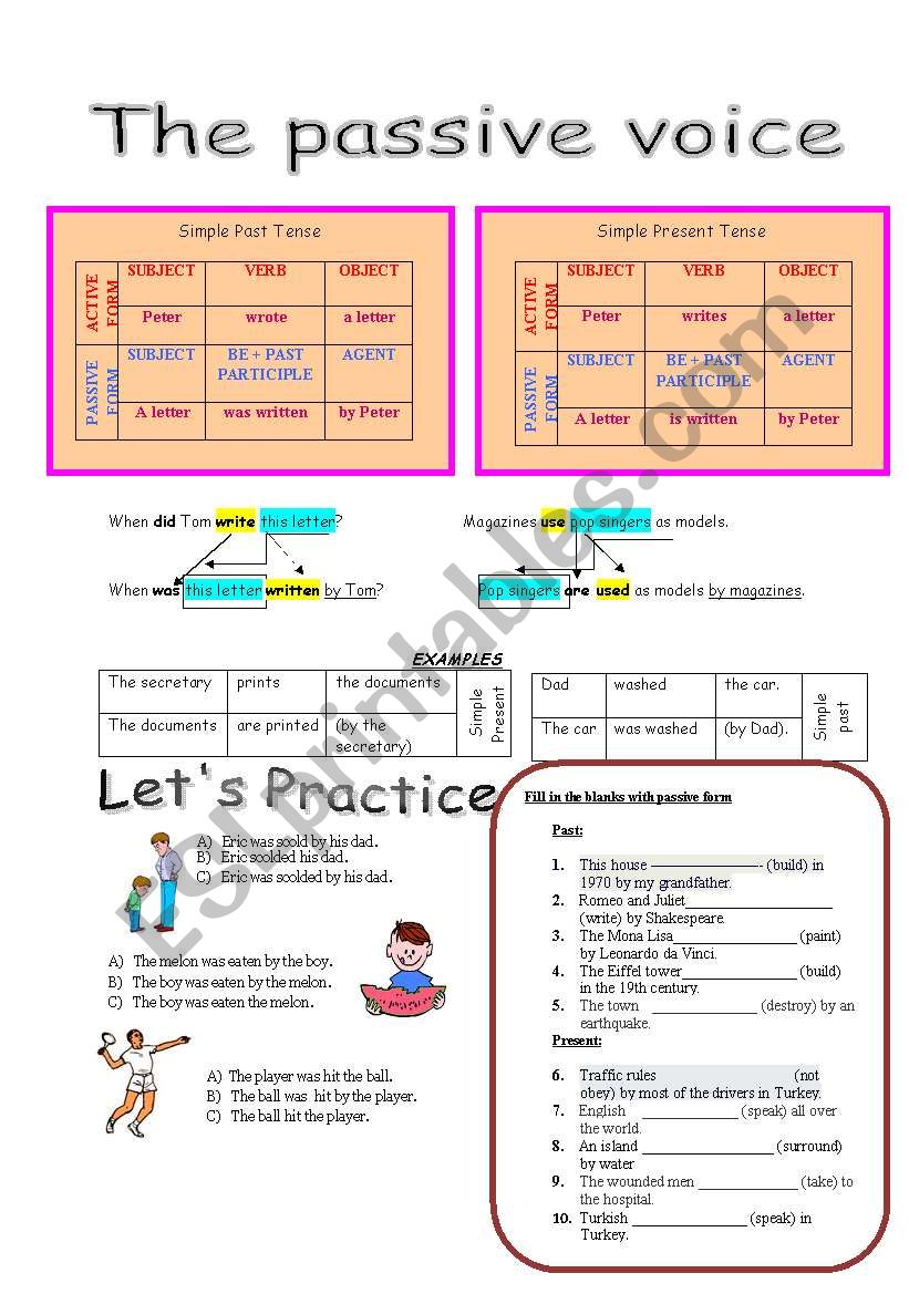 passive voice exercises worksheet