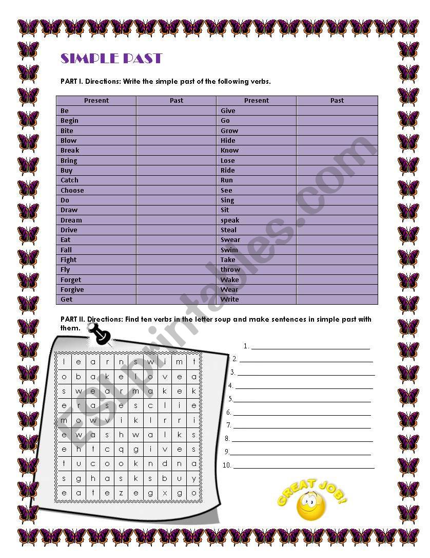Simple Past worksheet