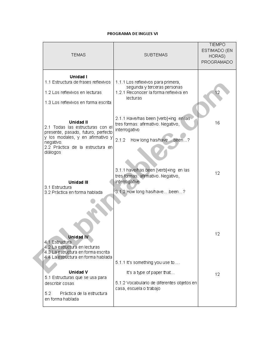 english vi worksheet