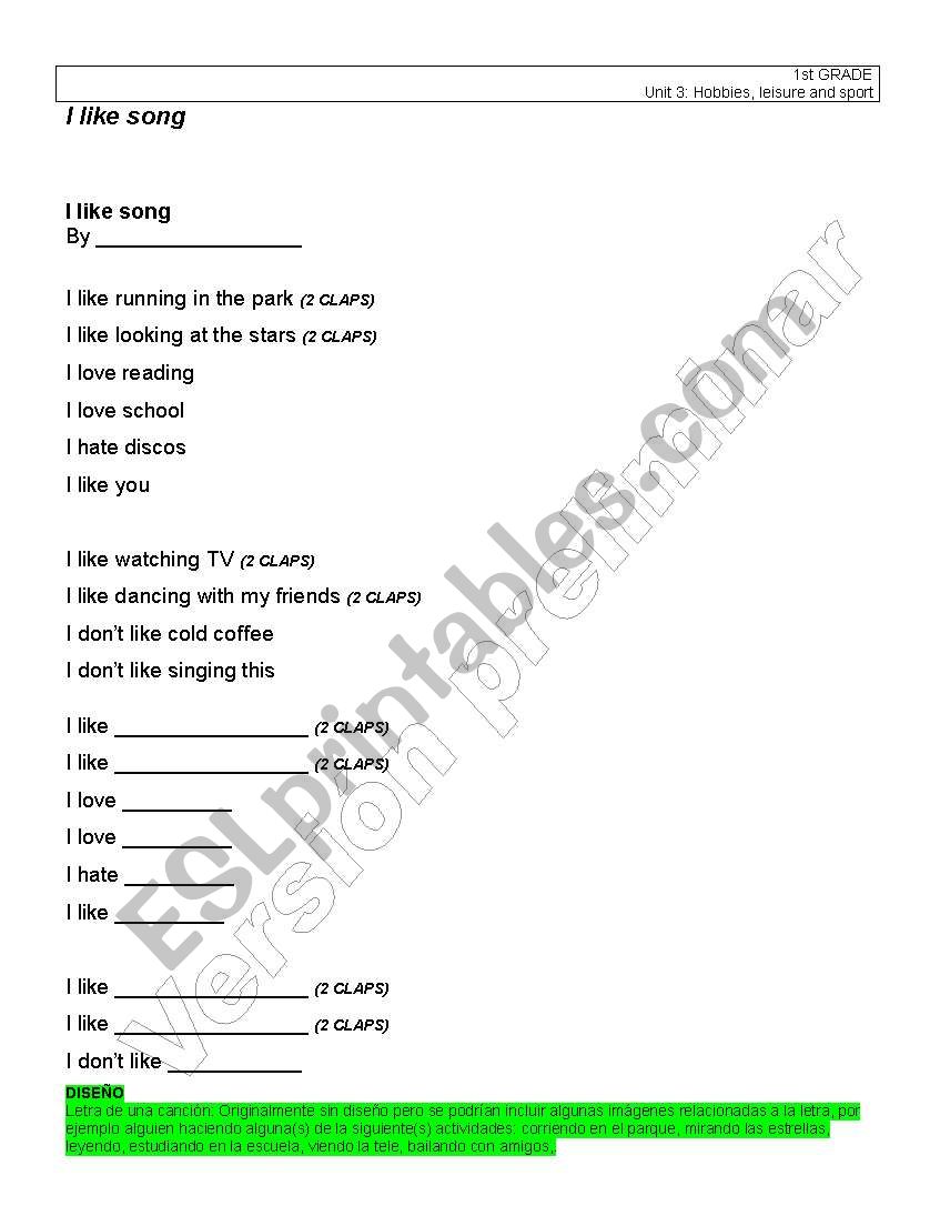 i like worksheet