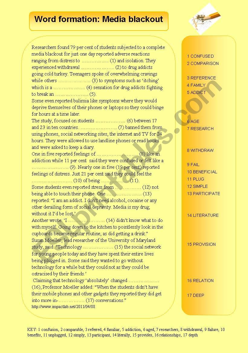 Word formation - media worksheet