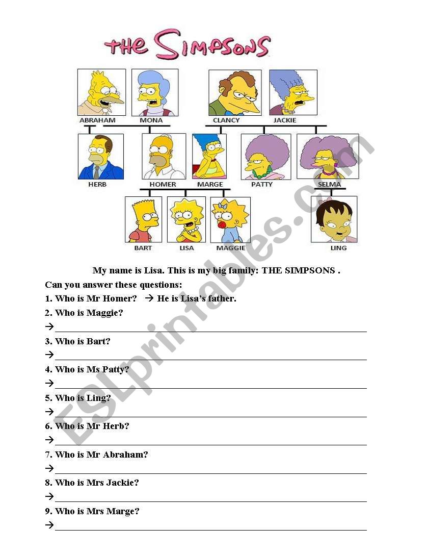 family members worksheet