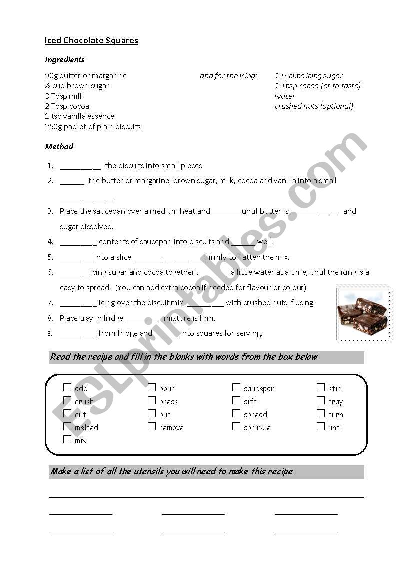 Cooking instructions - Iced Chocolate Squares