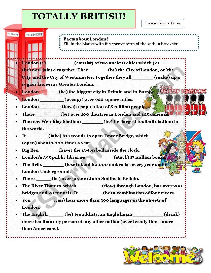 TOTTALLY BRITISH worksheet