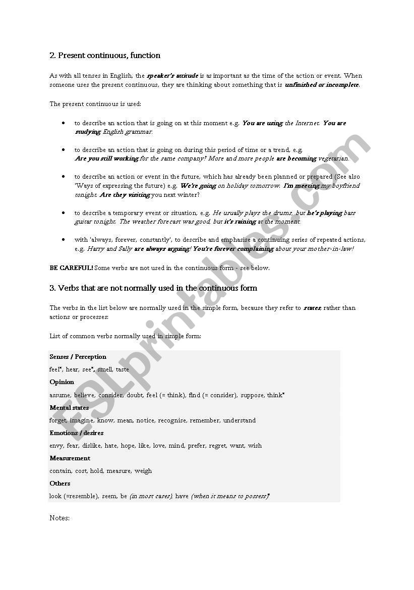 PRESENT CONTINUOUS worksheet