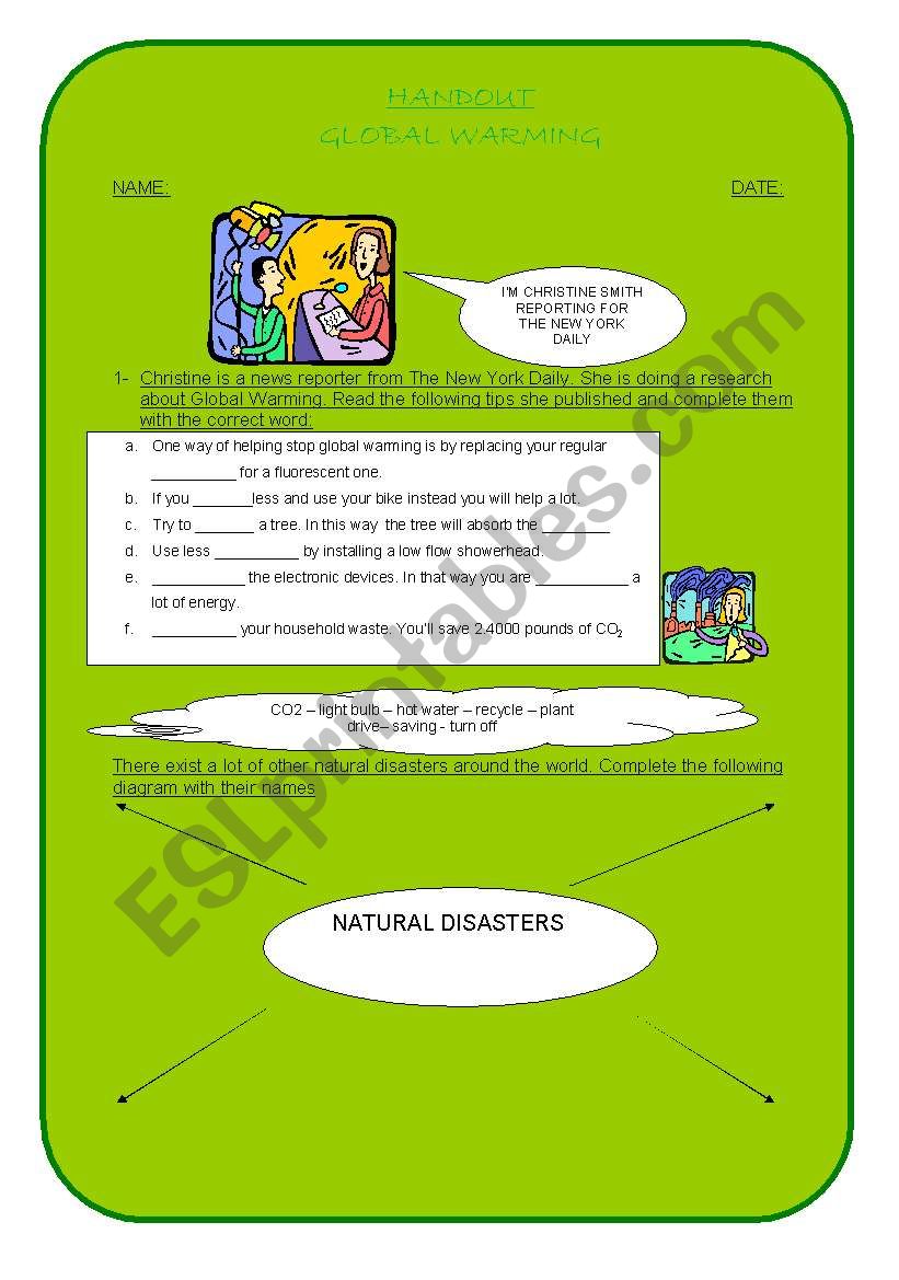 Global Warming worksheet