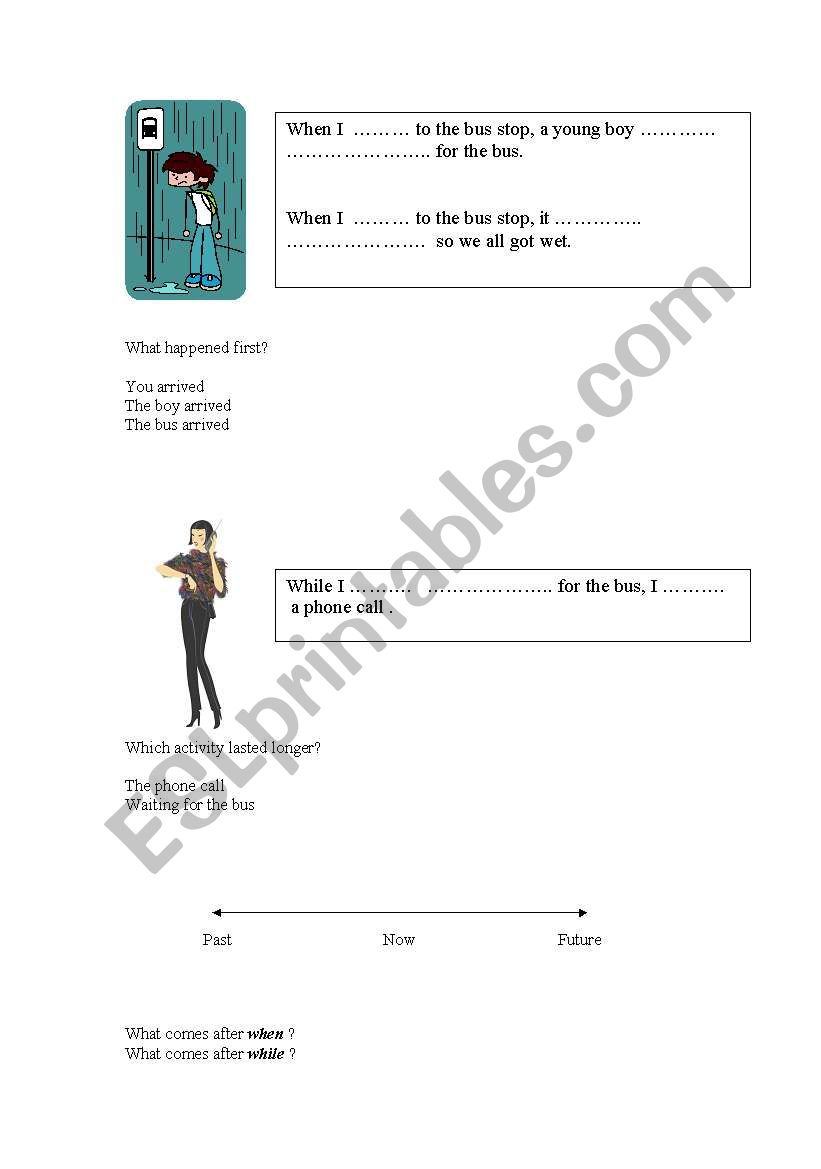 Past & Past continuous lesson worksheet