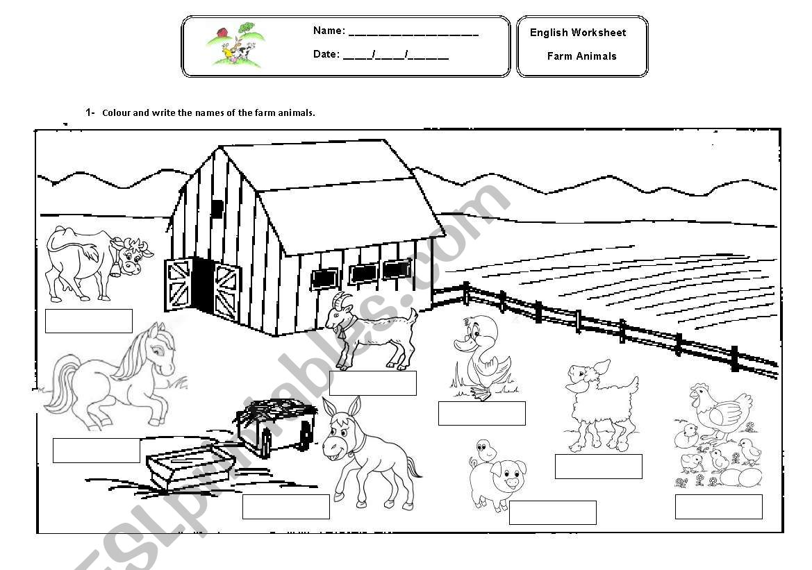 Farm animals worksheet